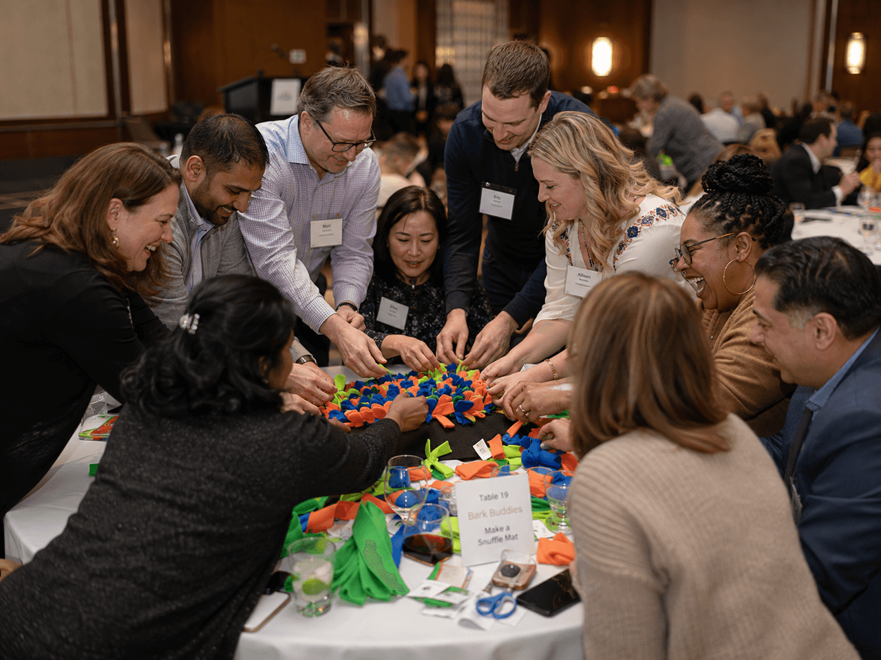 Snuffle Mat Building — Housewarming team building with Building Teams